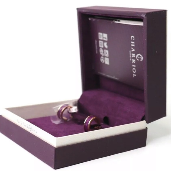 CHARRIOL Plum Rose Gold Huggie Hoop Cable Earrings - Picture 5 of 7